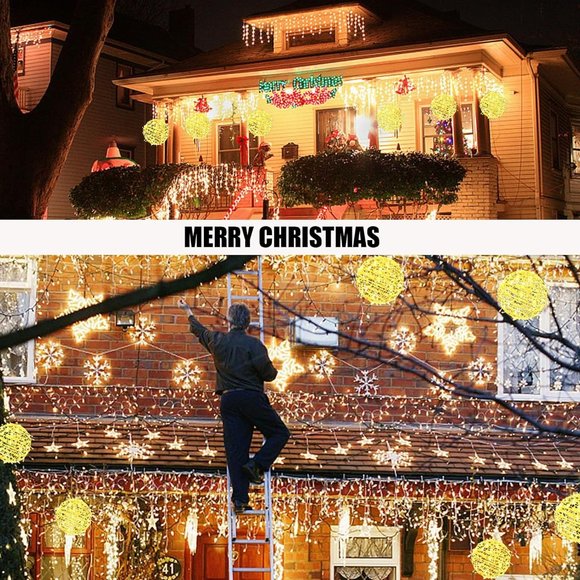 Outdoor Balls Lights Hanging Tree Christmas Lights - 4 Pack 7.87" Sphere Lights - Picture 3 of 7